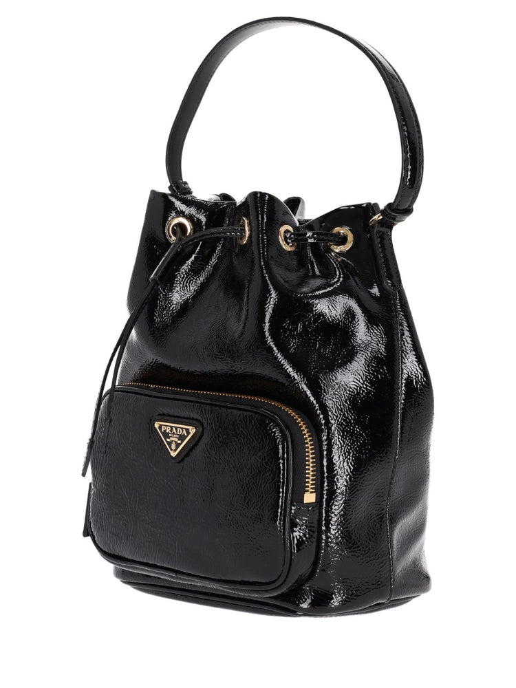 Duet patent leather bucket bag