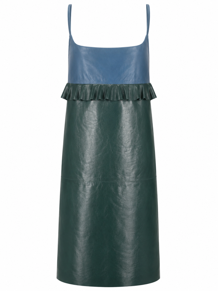 LA ROSE leather dress top verde gonna azzurra