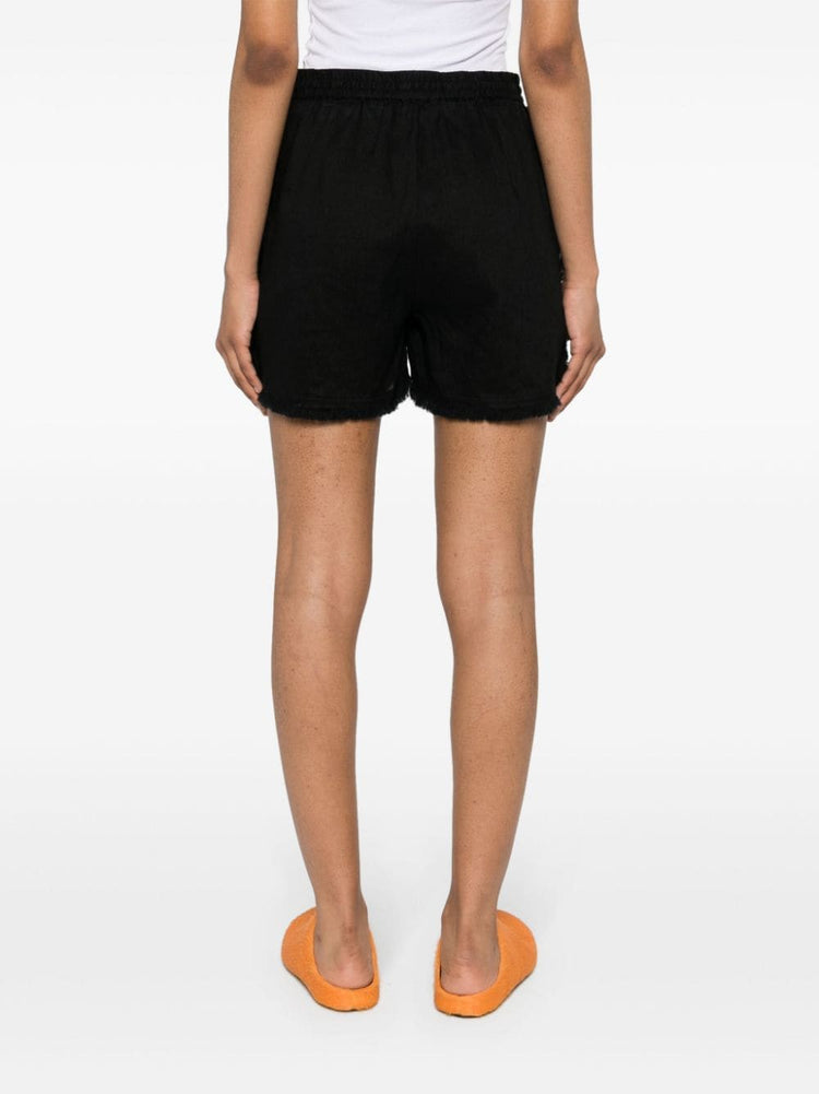 logo-embroidered frayed shorts