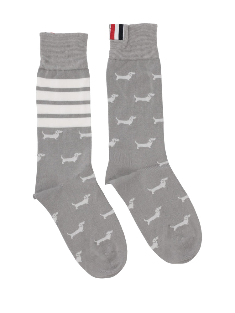 HECTOR HALF DROP MID CALF SOCKS IN COTTON W/ 4 BAR