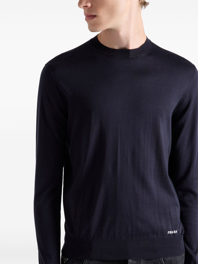 crew-neck silk jumper