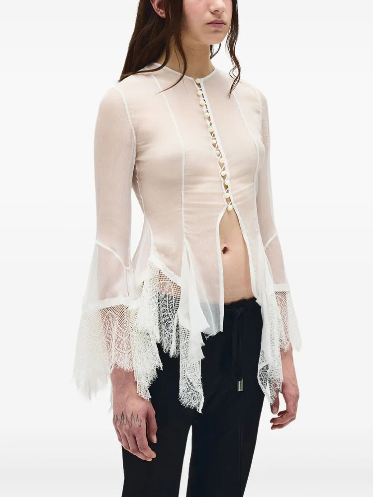 KRISTABEL FITTED HANDKERCHIEF SHIRT WITH LACED BOR