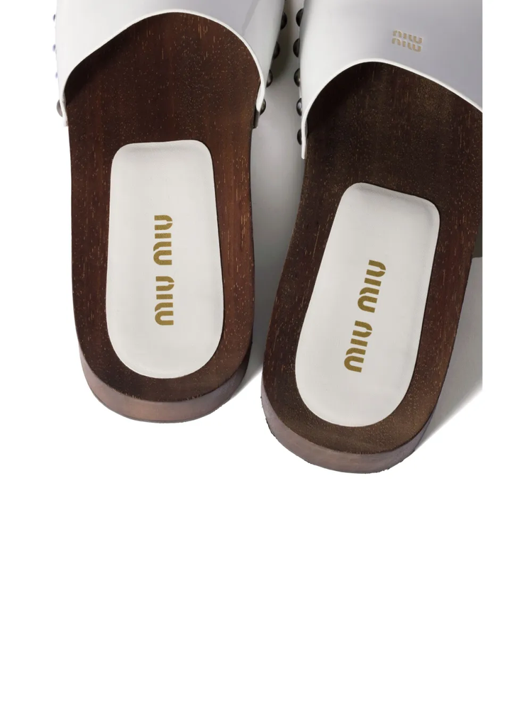 patent leather clogs