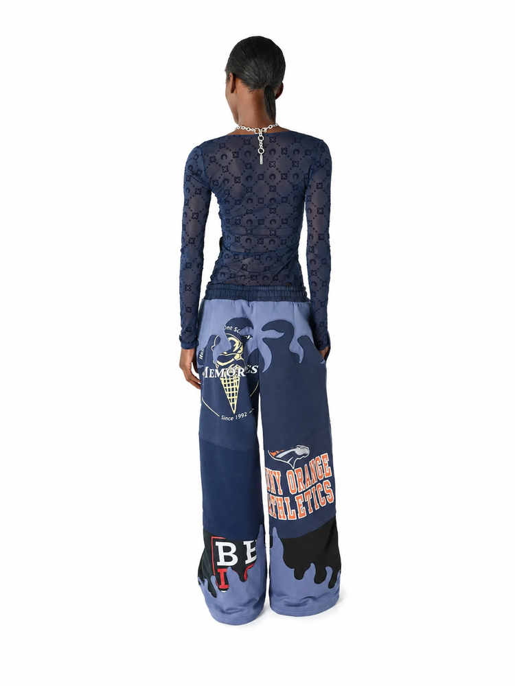 MOONOGRAM MESH FLOCK LS ROUNDNECK TOP