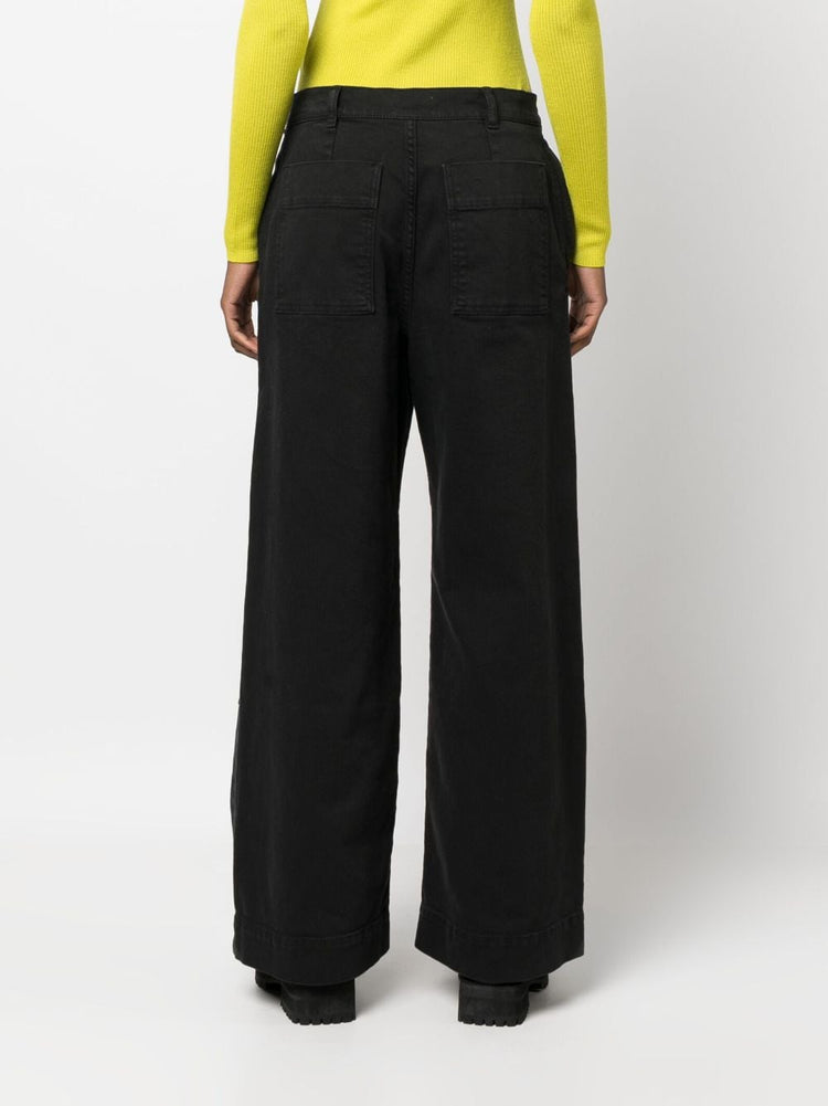 PAROSH multiple-pockets high-waisted trousers