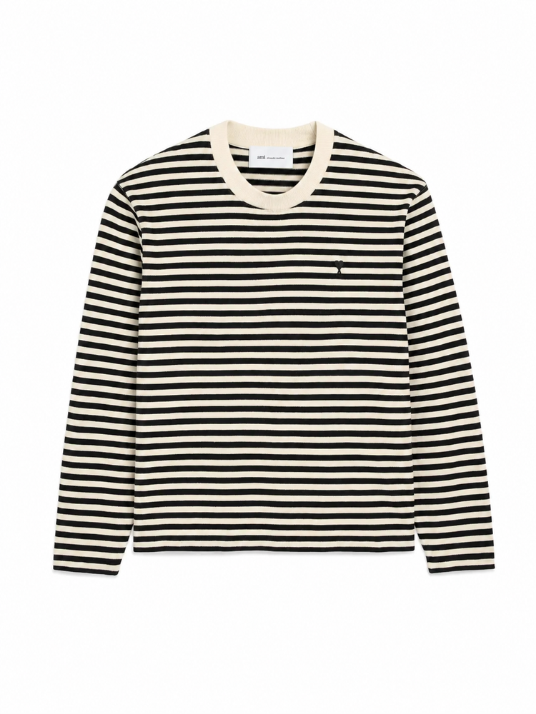LONG SLEEVES STRIPED TSHIRT WITH BLACK AMI DE COEUR EMBROIDERY