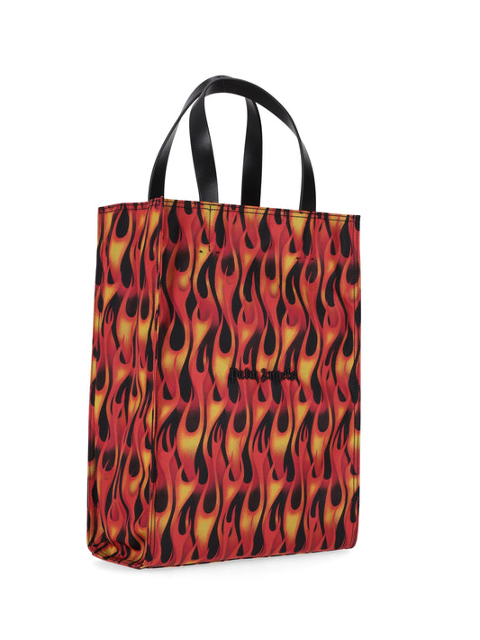CLASSIC LOGO FLAMES TOTE BAG RED-YELLOW/
