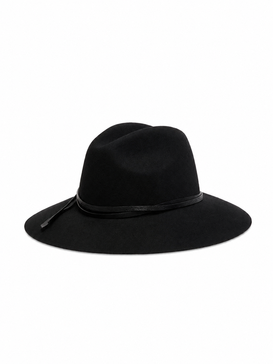 GOLDEN FEDORA HAT FELT WITH LEATHER BELT