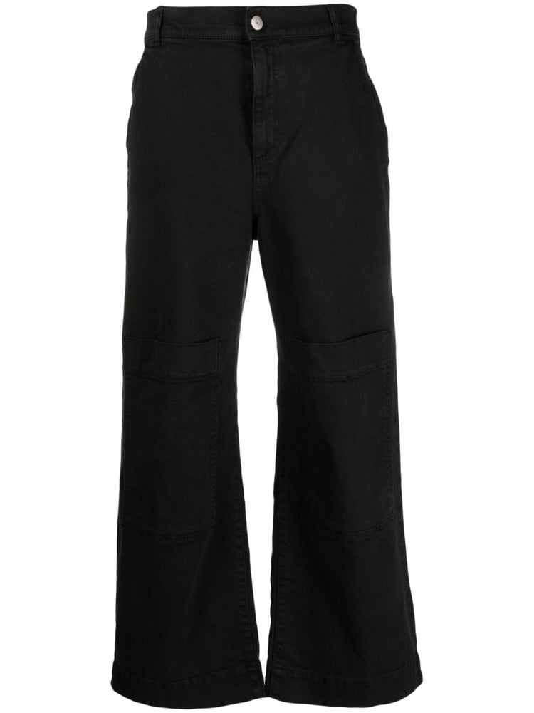 PAROSH multiple-pockets high-waisted trousers
