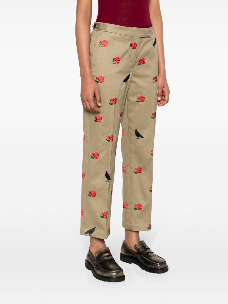 Raven and roses cotton trousers