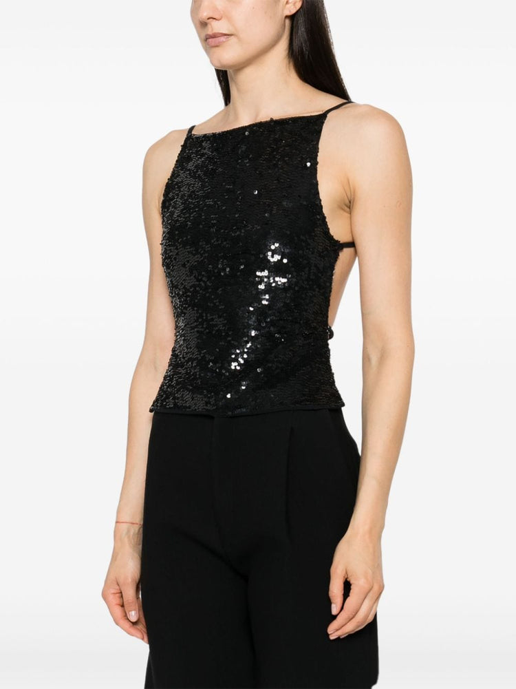 sequin-embellished open-back top