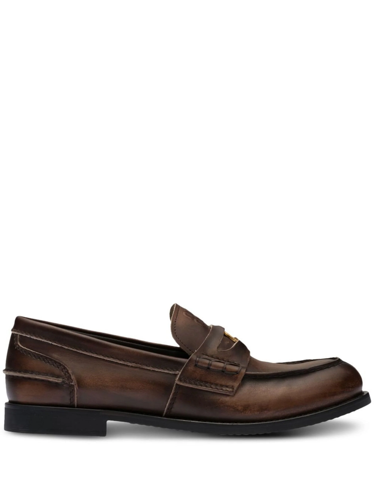 MIU MIU logo-plaque leather loafers