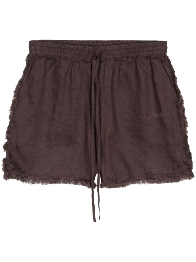 logo-embroidered frayed shorts