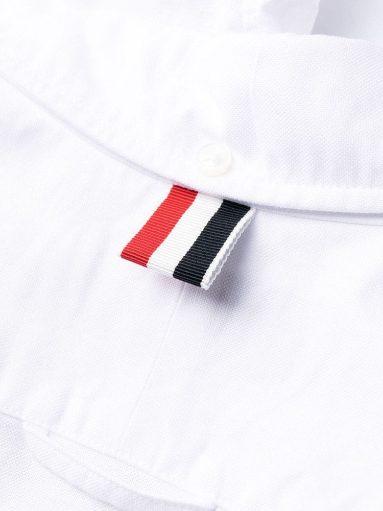 KNEE LENGTH POINT COLLAR SHIRTDRESS W/RWB GROSGRAIN PLACKET IN OXFORD