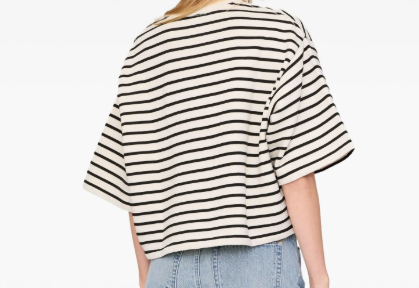 MYERS CROPPED TEE - BLACK STRIPE FRENCH TERRY