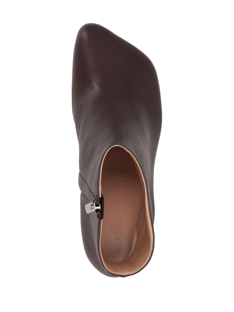 OBLIQUA BLOCK HEEL BOOTIES - Calfskin