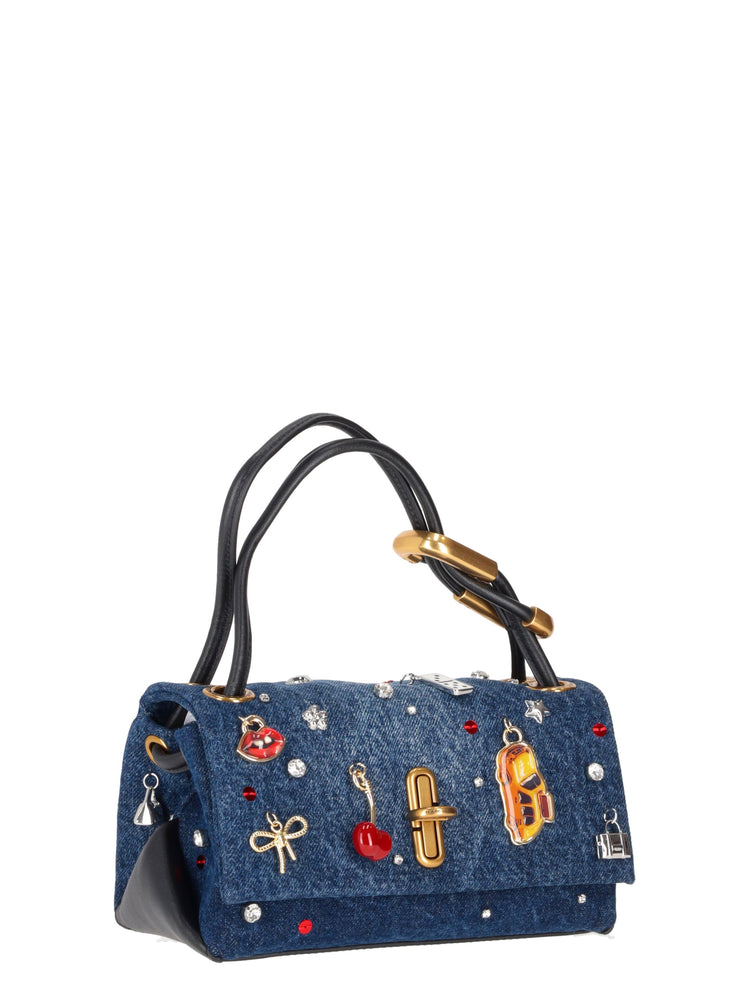 TRINKET CHARM DENIM DUAL BAG