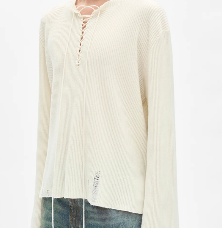 FANJA CROPPED LACED UP SERAFINO SWEATER WOOL CASHM