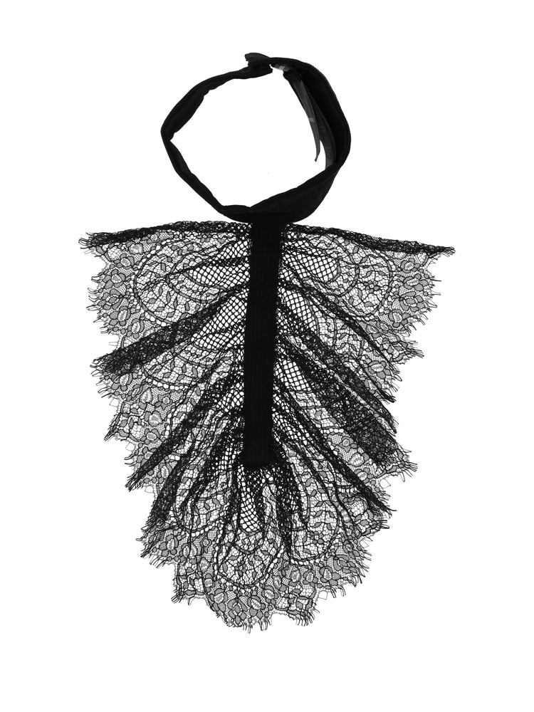 BRITTEN HIGH NECK COLLAR WITH LACE RUFFLES PLEATED