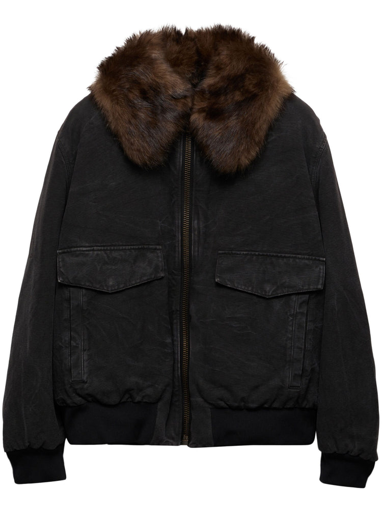 cotton shearling-collar jacket