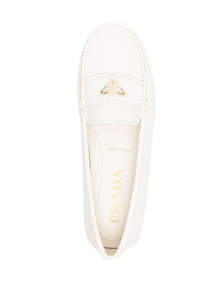triangle-logo leather driving loafers