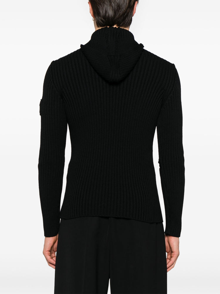 ribbed-knit hoodie