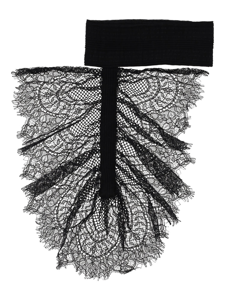 BRITTEN HIGH NECK COLLAR WITH LACE RUFFLES PLEATED