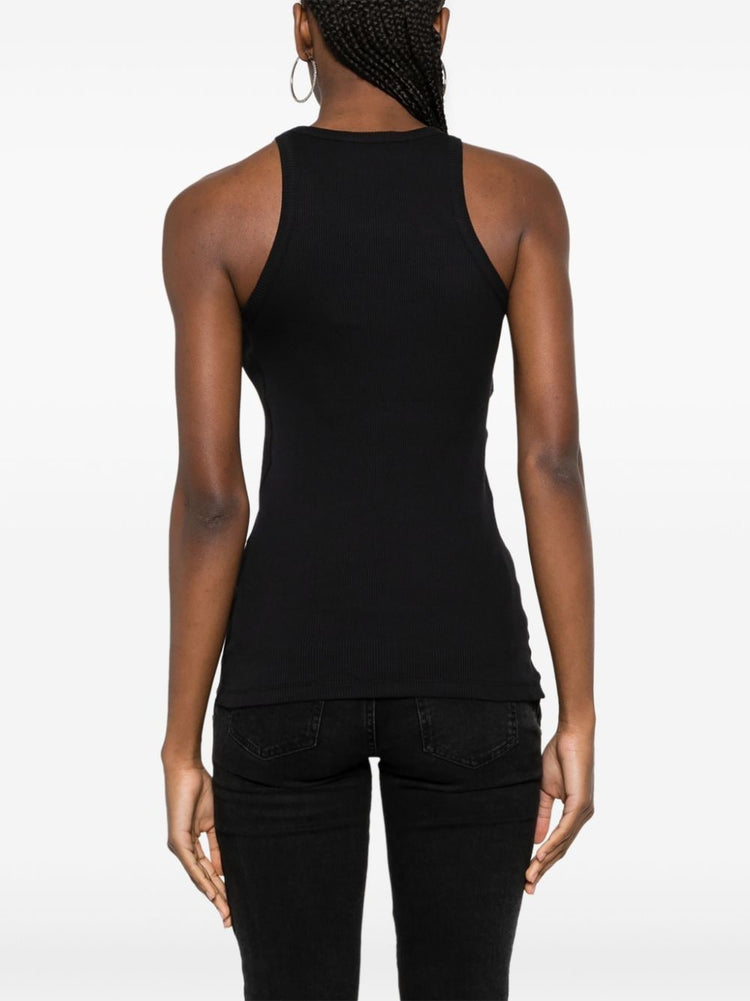 logo-applique ribbed tank top