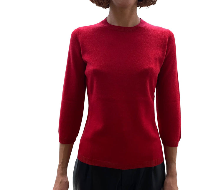 LA ROSE maglia 3/4 cashmere azzurro