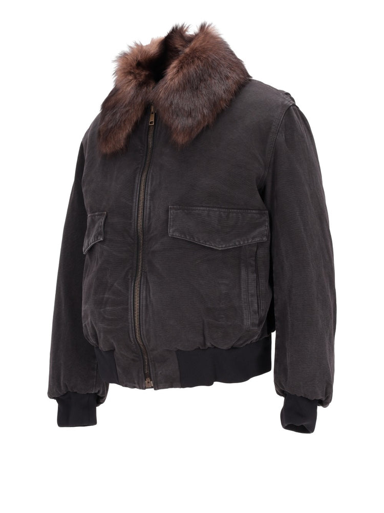 cotton shearling-collar jacket