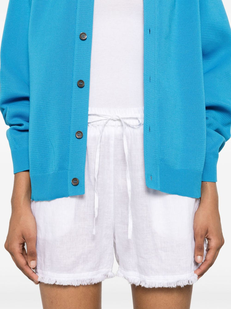 logo-embroidered frayed shorts