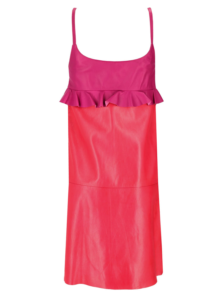 LA ROSE leather dress top verde gonna azzurra