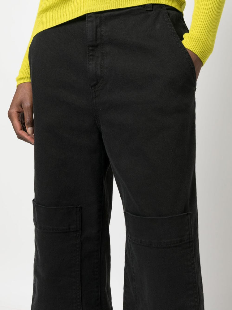 PAROSH multiple-pockets high-waisted trousers