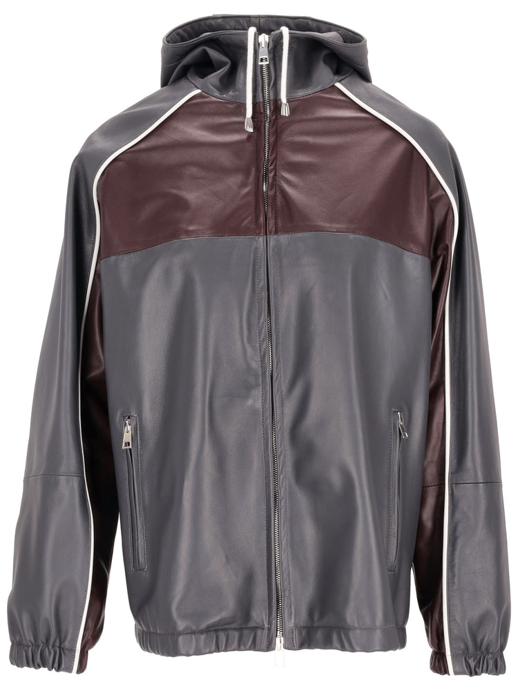 Hooded leather vintage jacket