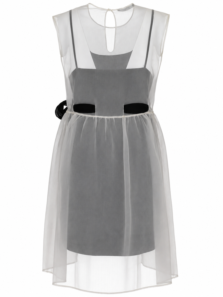 LA ROSE vestito con sottoveste bianco