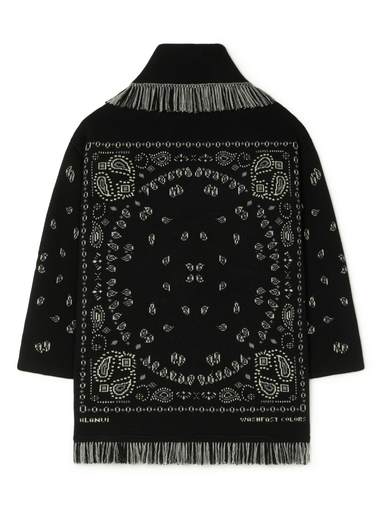 BANDANA JACQUARD CARDIGAN BLACK/MULTICOL