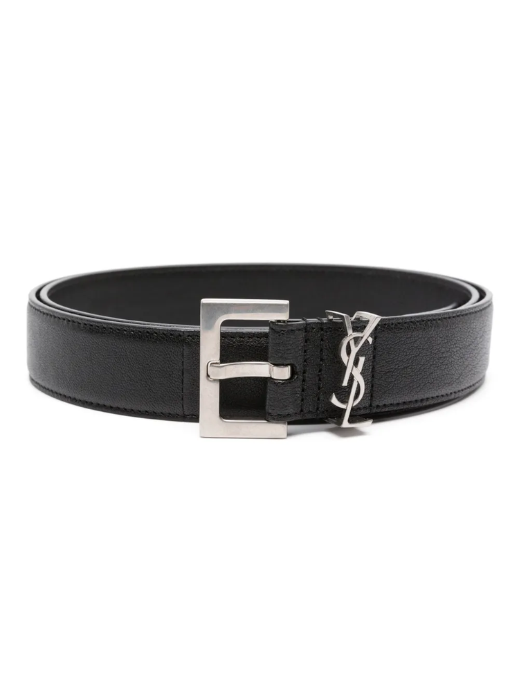 YSL logo-plaque leather belt