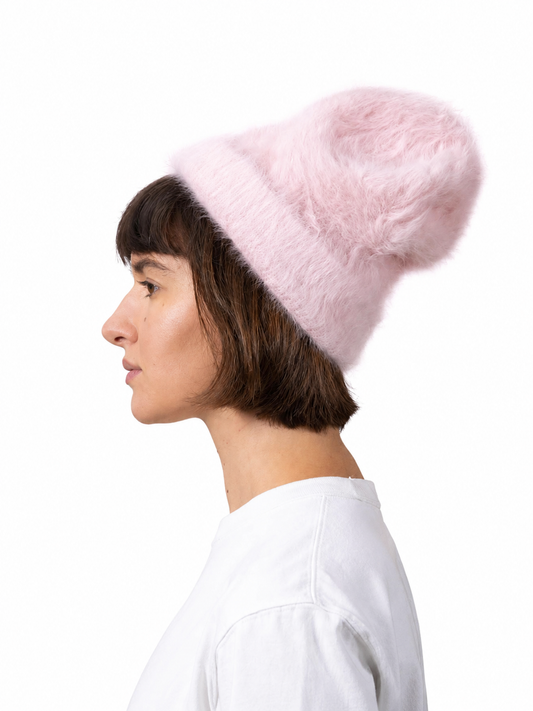 LA ROSE Angora Beanie WHITE
