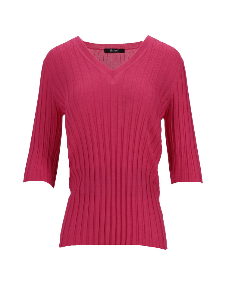 LA ROSE V neck cash/silk hot pink