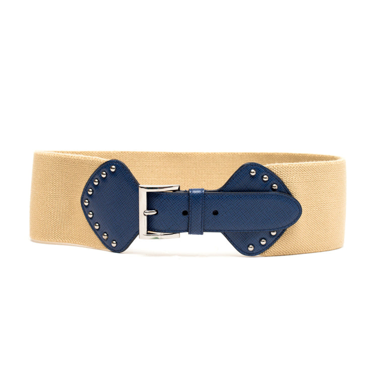 PRADA saffiano leather belt beige blue