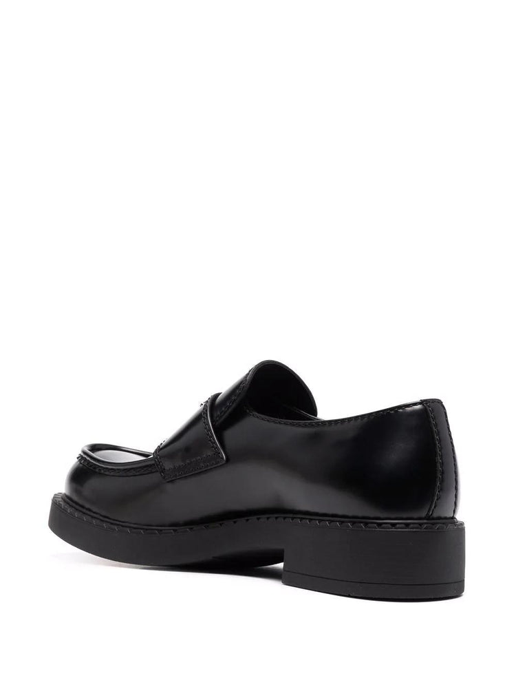 brushed leather loafers