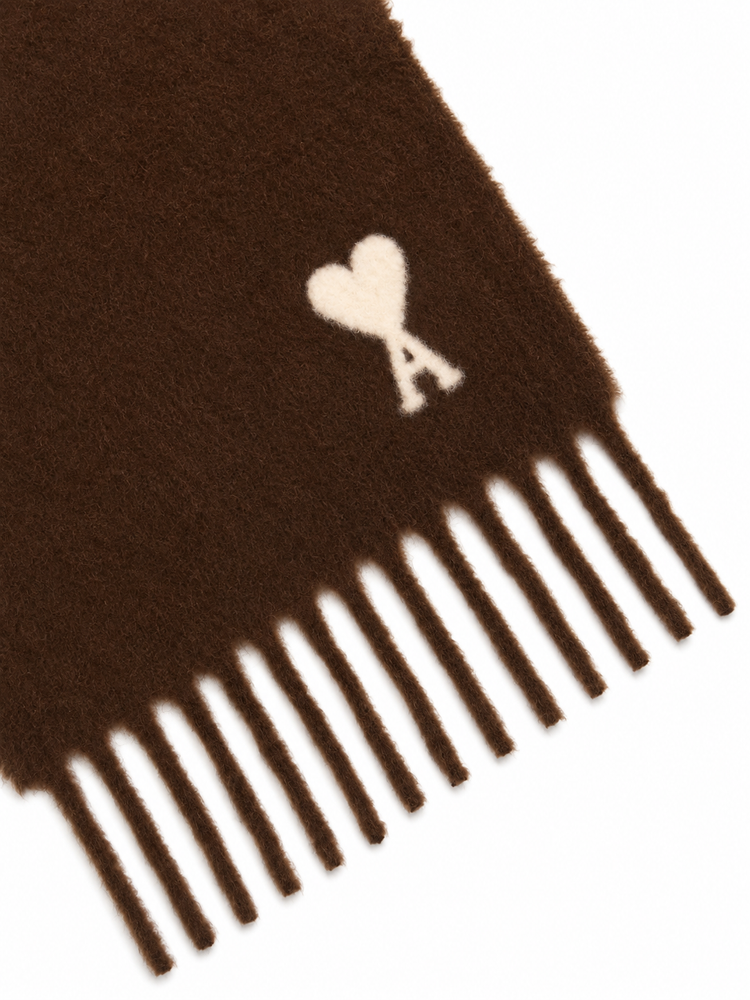 ALPAGA WOOL SCARF WITH OFF WHITE AMI DE COEUR JACQUARD SCARF