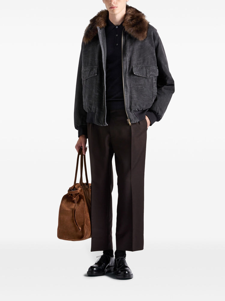 cotton shearling-collar jacket