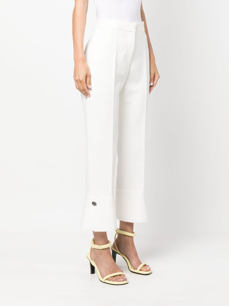 pressed-crease high-waisted trousers