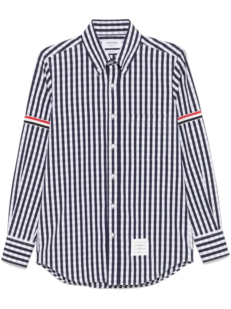 STRAIGHT FIT PC L/S SHIRT W/GG ARMBAND IN GINGHAM CHECK POPLIN