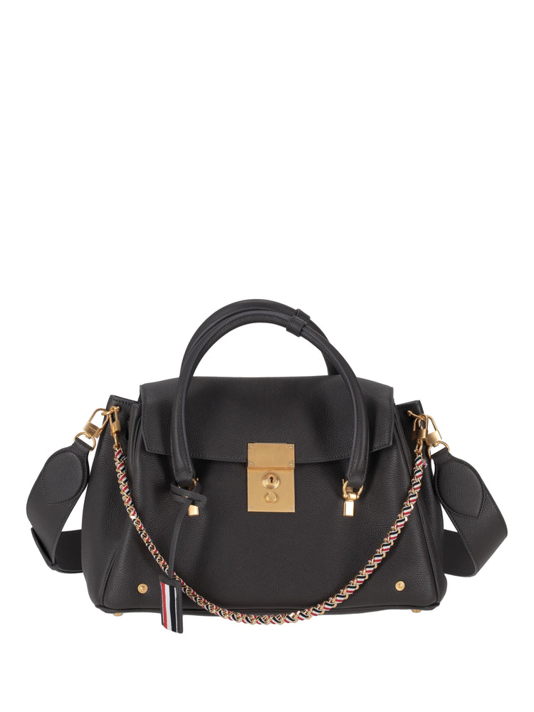 SOFT MRS. THOM LUGGAGE BAG W/ LEATHER SHOULDER STRAP AND RWB WOVEN CHAIN IN SOFT PEBBLE GRAIN