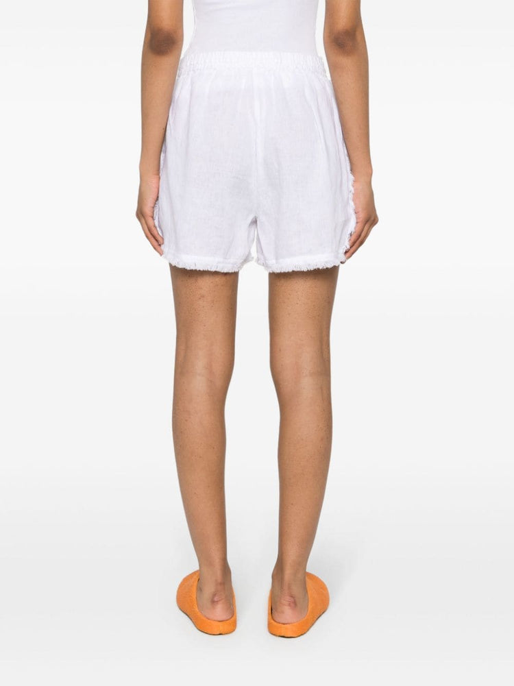 logo-embroidered frayed shorts