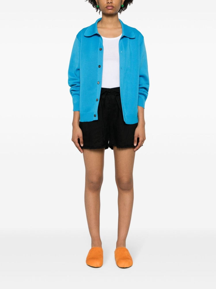 logo-embroidered frayed shorts