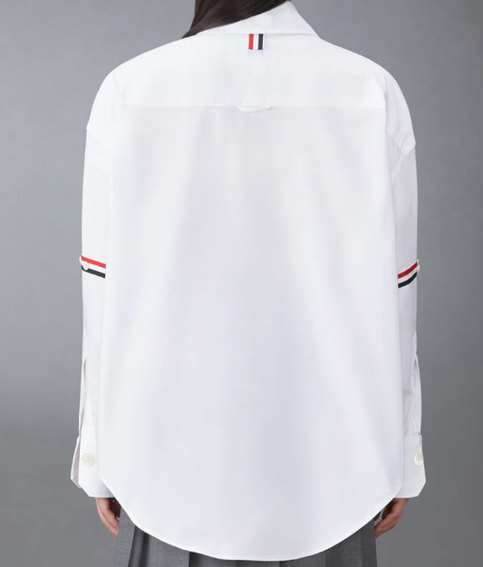 SUPERSIZED POINT COLLAR SHIRT W/ RWB GROSGRAIN ARMBANDS IN OXFORD