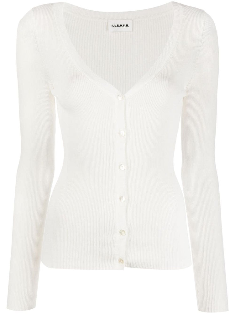 ribbed cotton-blend cardigan